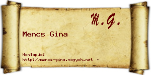Mencs Gina névjegykártya